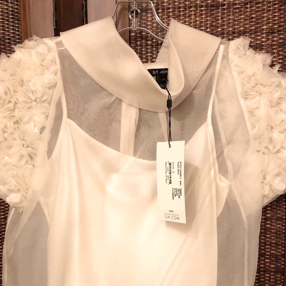 SOLD SOLD SOLD $595 NWT St. John Couture Raw Silk Semi Sheer Top - Picture 7 of 10